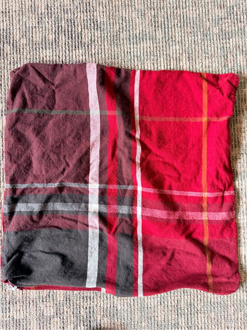 Pottery Barn Plaid Red and Black Throw Pillow Cover - Home Bedding